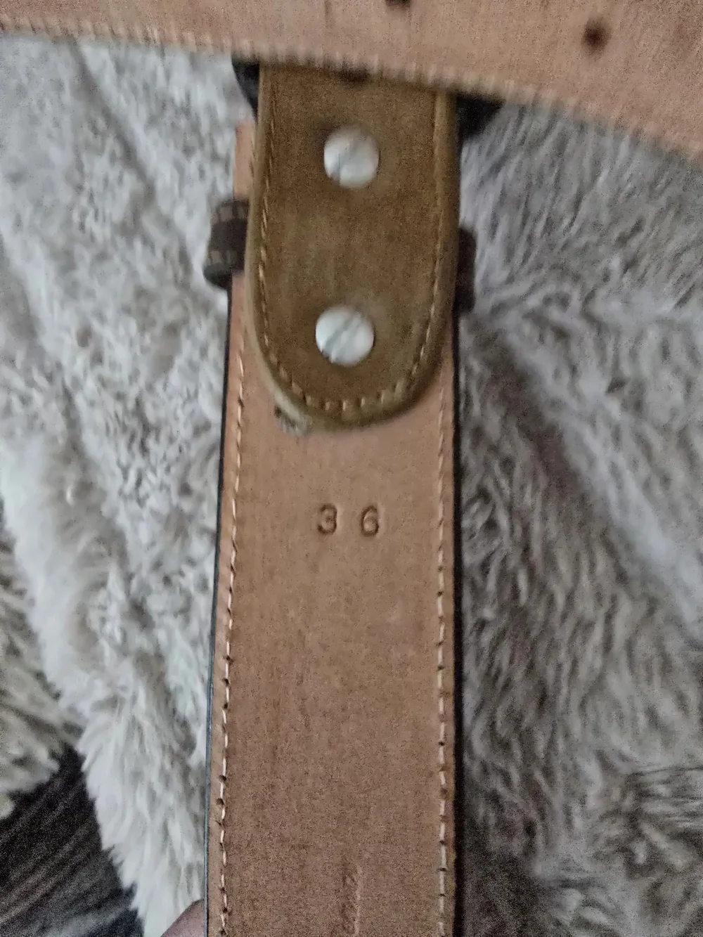 Women's Two-Tone Brown Leather Belt with Studded Buckle Azul Tequila Sz.36